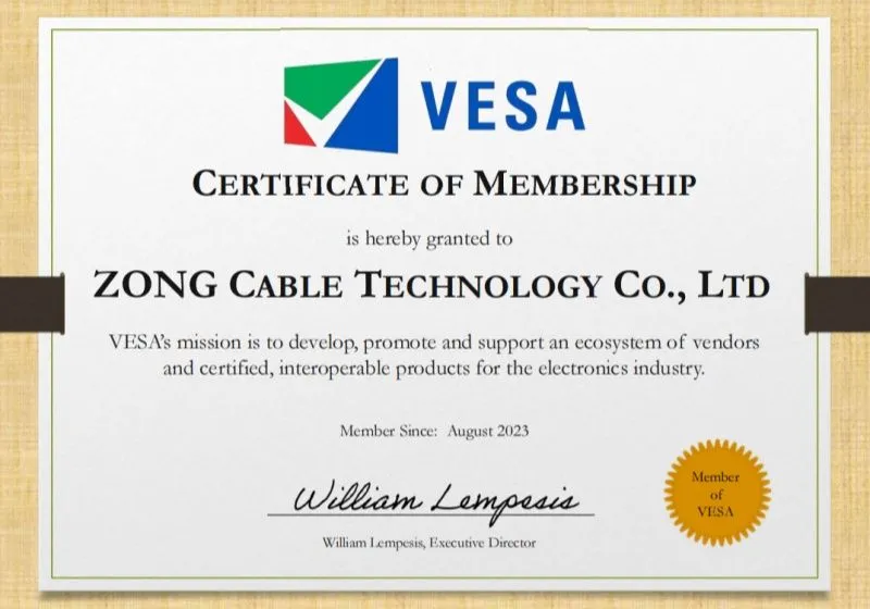 ZONG VESA DP Certification