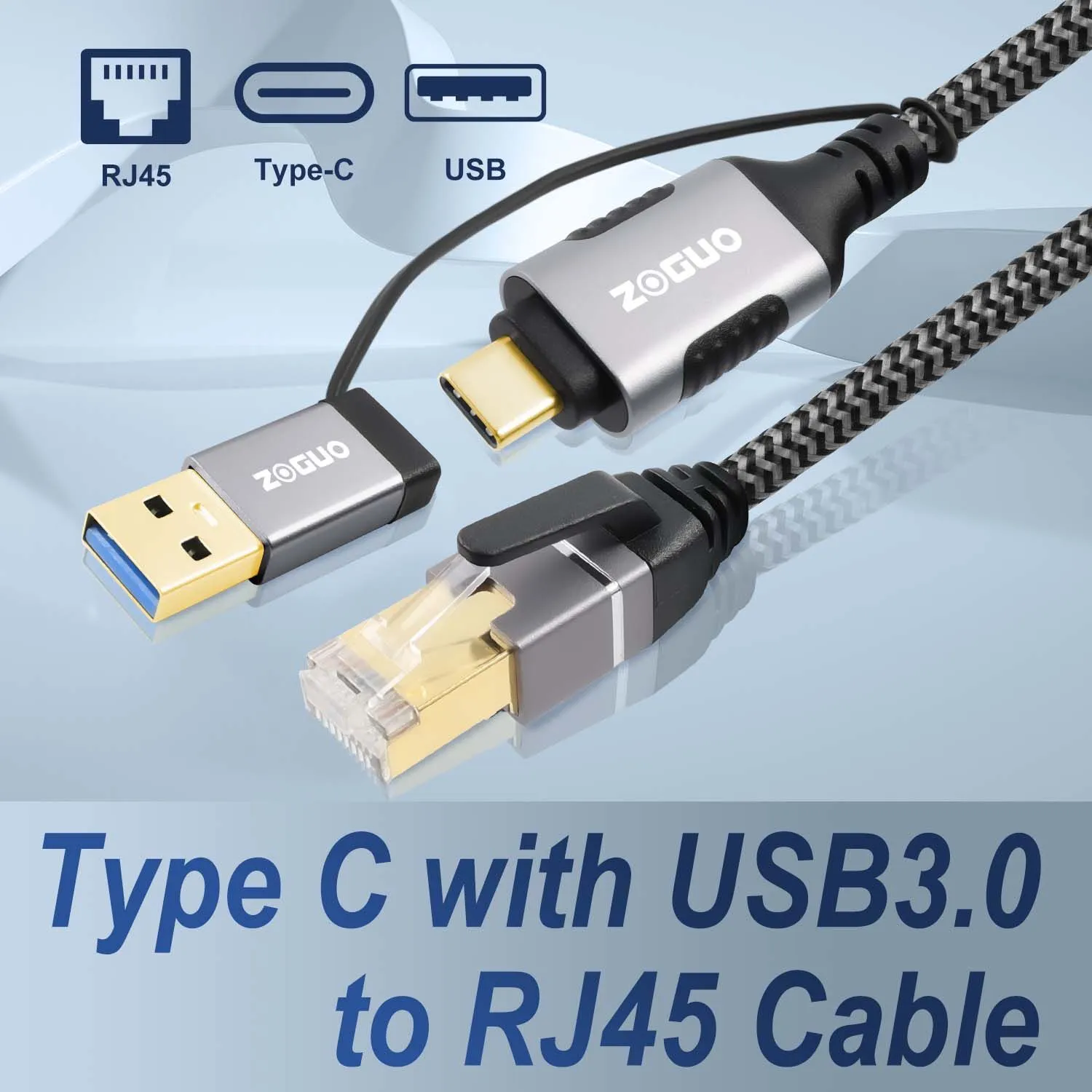 TYPE-C+USB3.0 to RJ45 ZGCR04-6